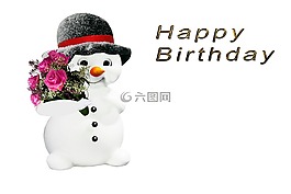 生日賀卡,冬天,雪人