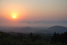 日落,夏天,橙色