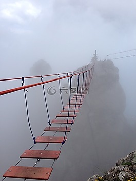 山,霧,橋