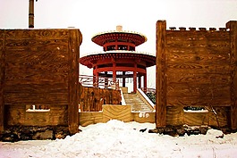 亭子,雪,建筑