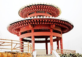 亭子,雪,建筑