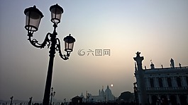 威尼斯,日落,燈