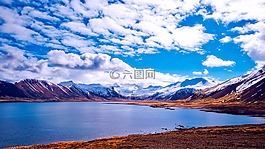 天空,云,山