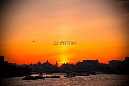日落,倫敦,橋