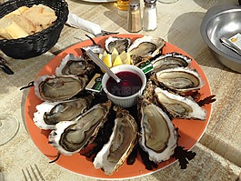 牡蠣,海洋,餐