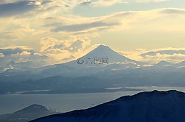 火山,山,灣