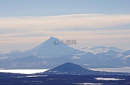 火山,山,灣