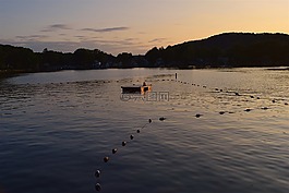 日落,湖,塢站