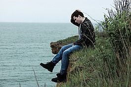 海洋,男子,懸崖