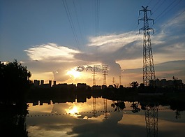 浙江工業大學之江學院,湖景,夕陽