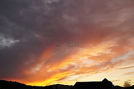 傍晚的天空,燃燒云,abendstimmung