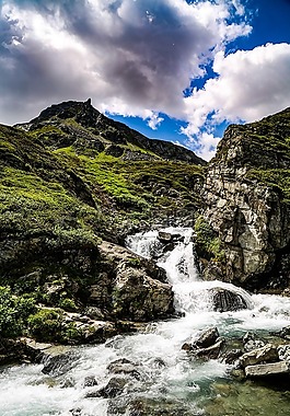 山,天空,水