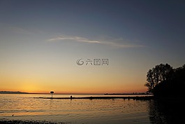 日落,博登湖,景觀