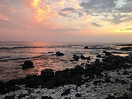 海灘,夏威夷,日落