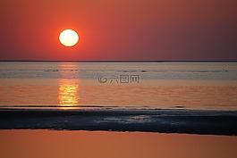 日落,紅色,橙