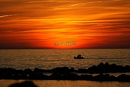 海,日落,氣氛