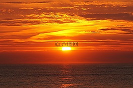 北海,日落,海