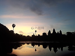 angkorwat,柬埔寨,日出