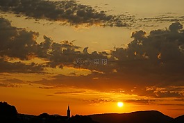 日落,abendstimmung,大氣
