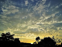 天空,日落,發(fā)光