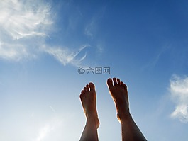 腳,天空,云