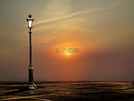 日落,黃昏,海灘