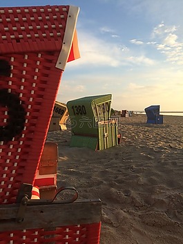 海灘,沙灘椅,夕照
