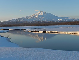 火山,河,彎曲