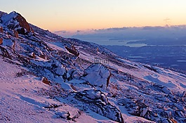 冬季,山,日落