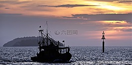 日落,晚上,釣魚