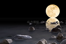 luna,水,石頭