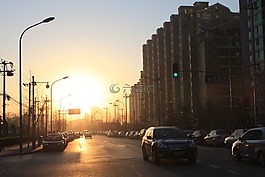 朝陽,清晨,城市