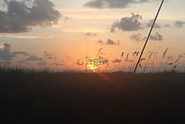 日落,帆船,云