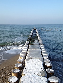 海,冬天,破冰船