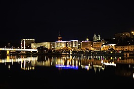 城市,夜,河