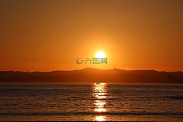 日落,海,景觀