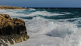 巖質(zhì)海岸,波,濺