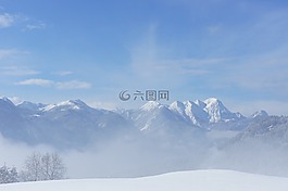 雪,山,天空