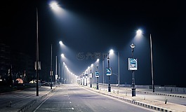 路燈,夜,城市