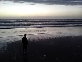 海灘,陰影,想法