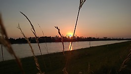 日落,杜塞爾多夫,萊茵