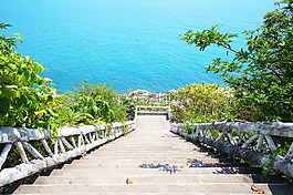 楼梯,海,蓝色