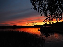 日落,水,abendstimmung