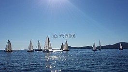 帆船,海,水