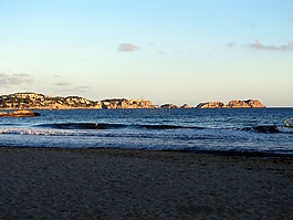 日落,海灘,海