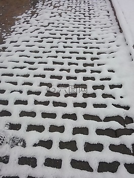 雪,人行道,石頭