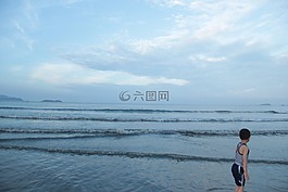 海,兒童,水