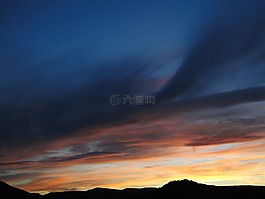 天空,日落,云