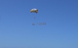 降落傘,藍色的天空,夏天