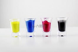 四色,玻璃杯,粉末